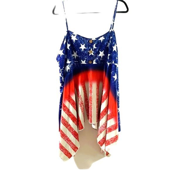 ROSEGAL American Flag Sleeveless High Low Tank Top Size 5X - Picture 2 of 11